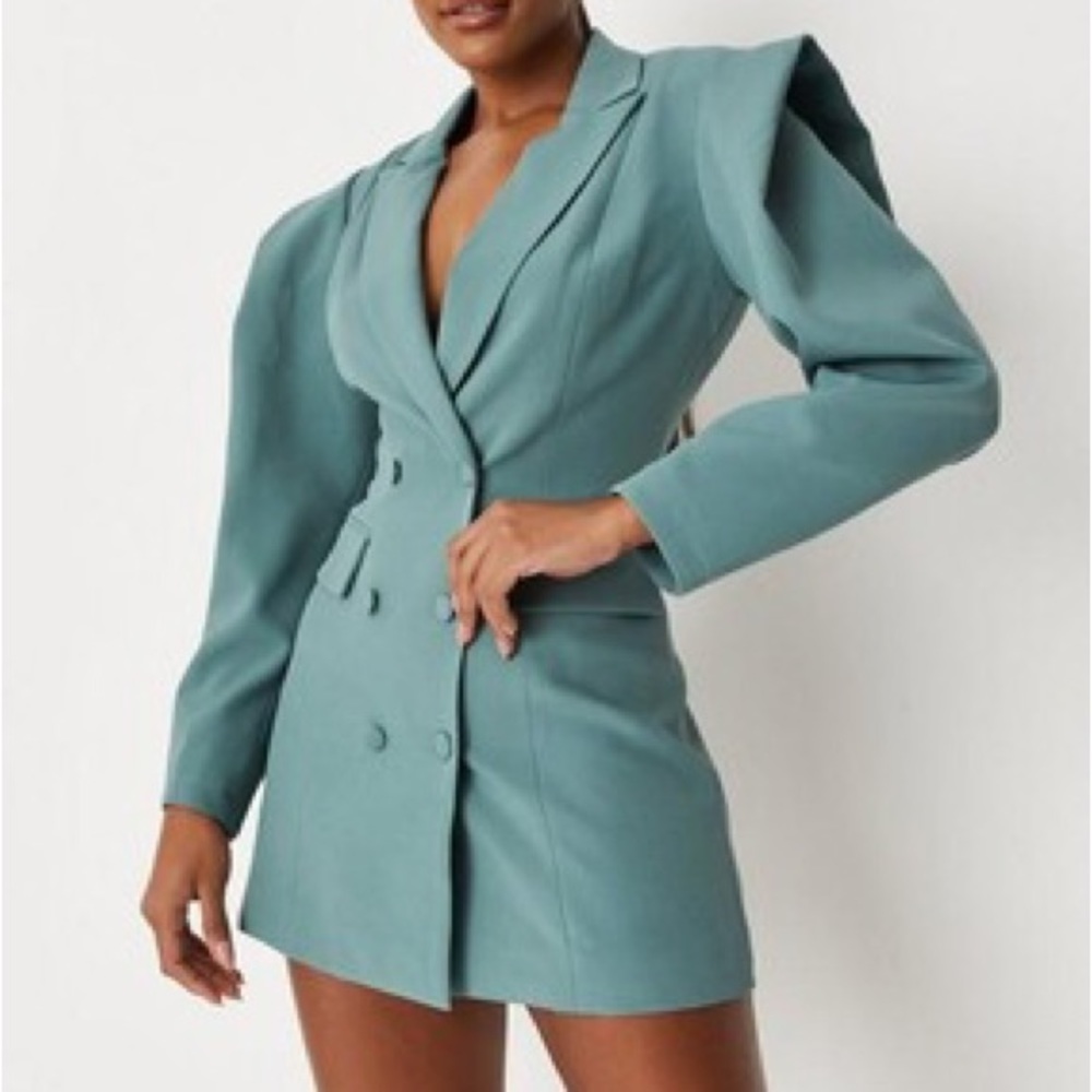 Misguided Detail Shoulder Double Breasted Blazer Dress, NWT